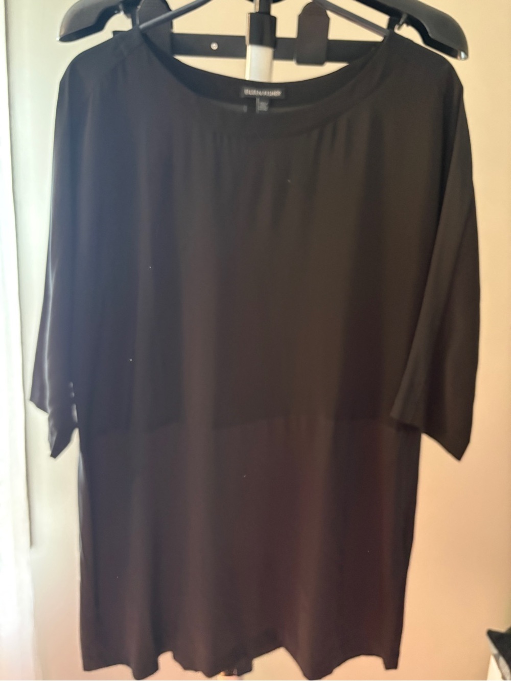 Eileen Fisher Black Short Sleeve Tunic Top
